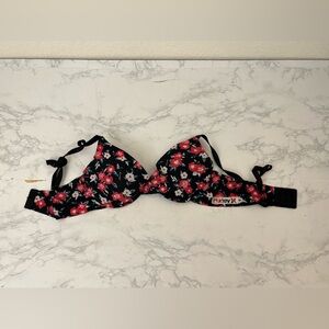 Hurley padded bra adjustable straps Red Black Floral women's sz 34B Hook Loop​